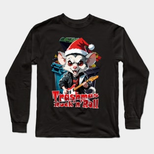 Trashmas Rock and Roll, Rat, opossum Long Sleeve T-Shirt